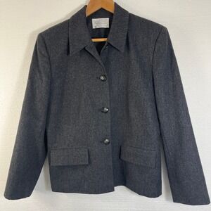 Miss Pendleton‎ Wool Blazer Jacket Womens Sz 10 Gray Classic Button Up 100% Wool